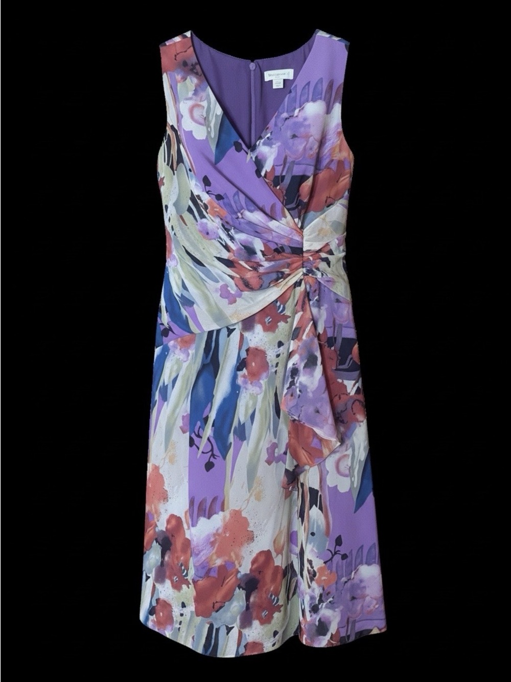 222. Coldwater Creek Lavender Floral Twist-Front Dress